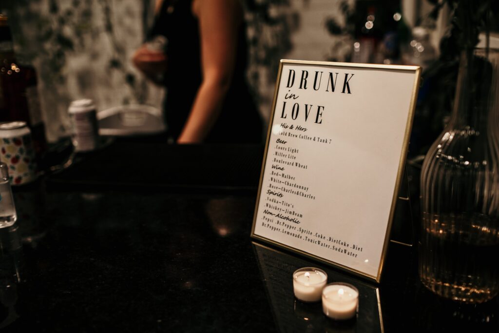 "drunk in love" bar menu