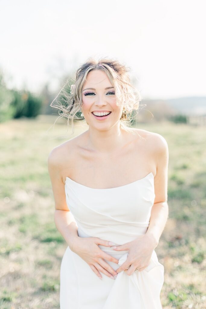 bride laughing at 1890 event space