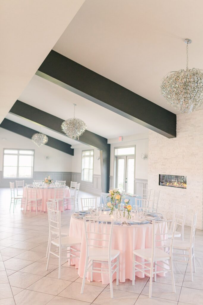 colorful, pastel wedding reception at 1890 event space