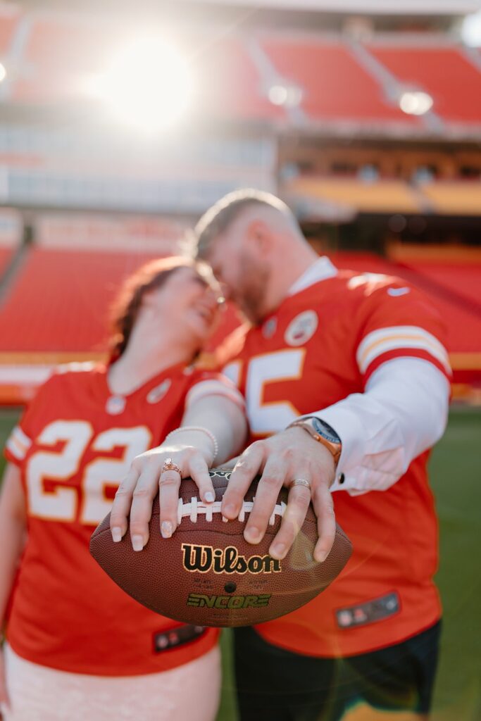wedding ring photo on the field at arrowhead