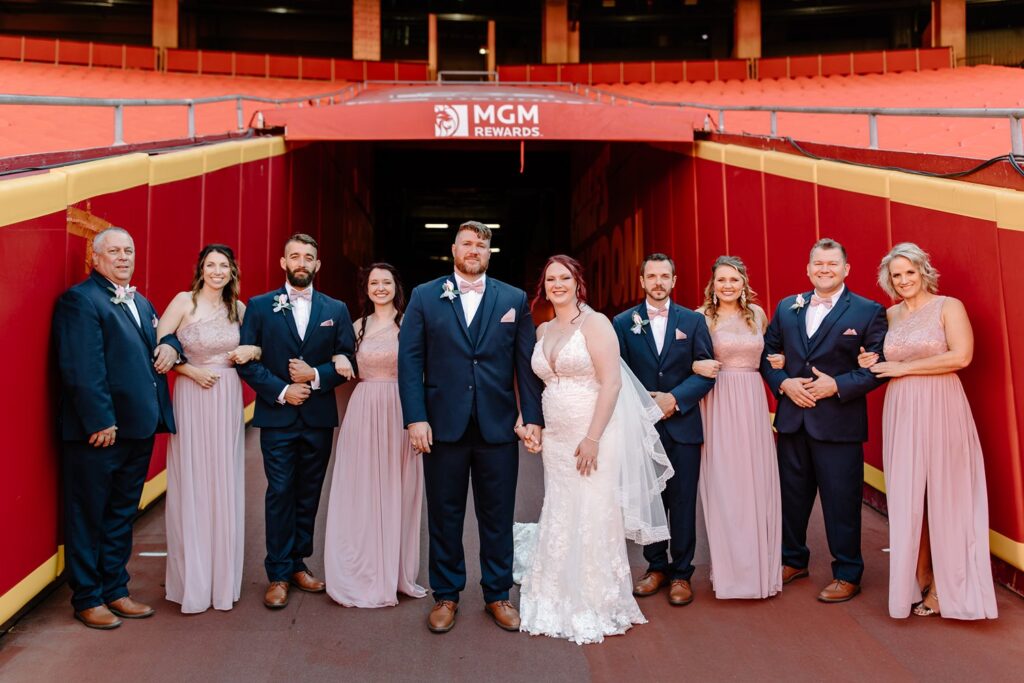 wedding party in the tunnel at arrowhead