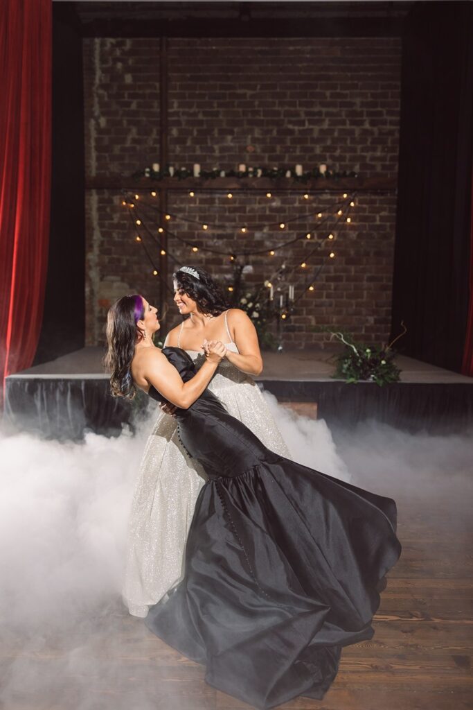 fog machine wedding photos- dancing on clouds