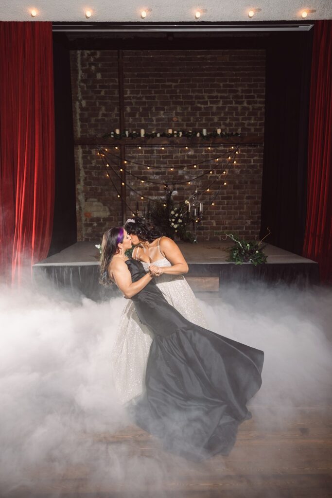 fog machine wedding photos- dancing on clouds