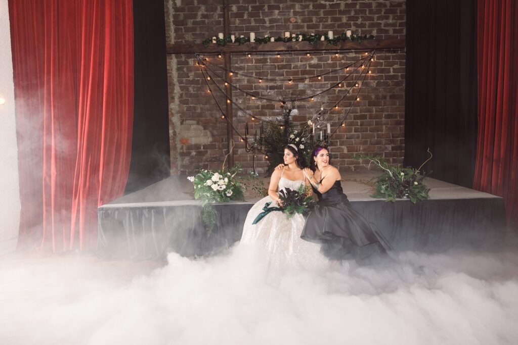 fog machine wedding photos