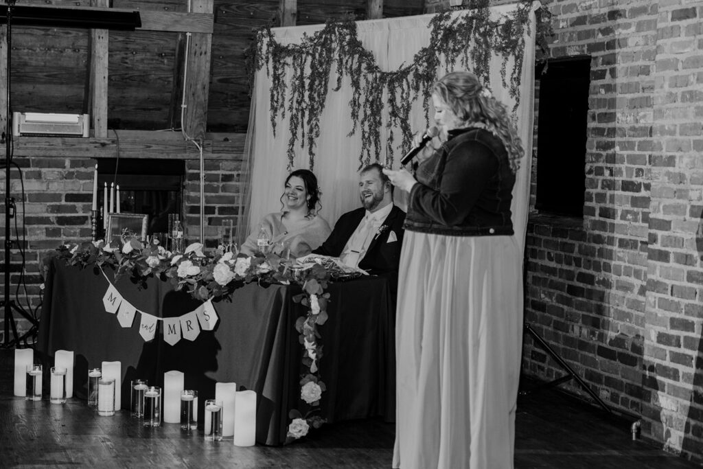 maid of honor speech at Thompson Barn wedding