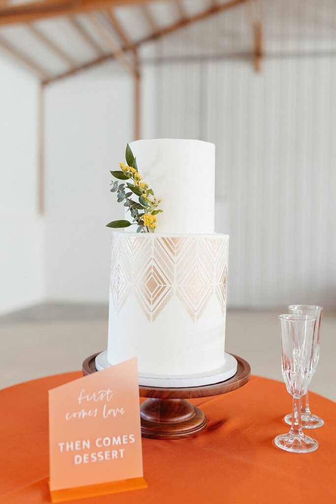 minimal boho wedding cake