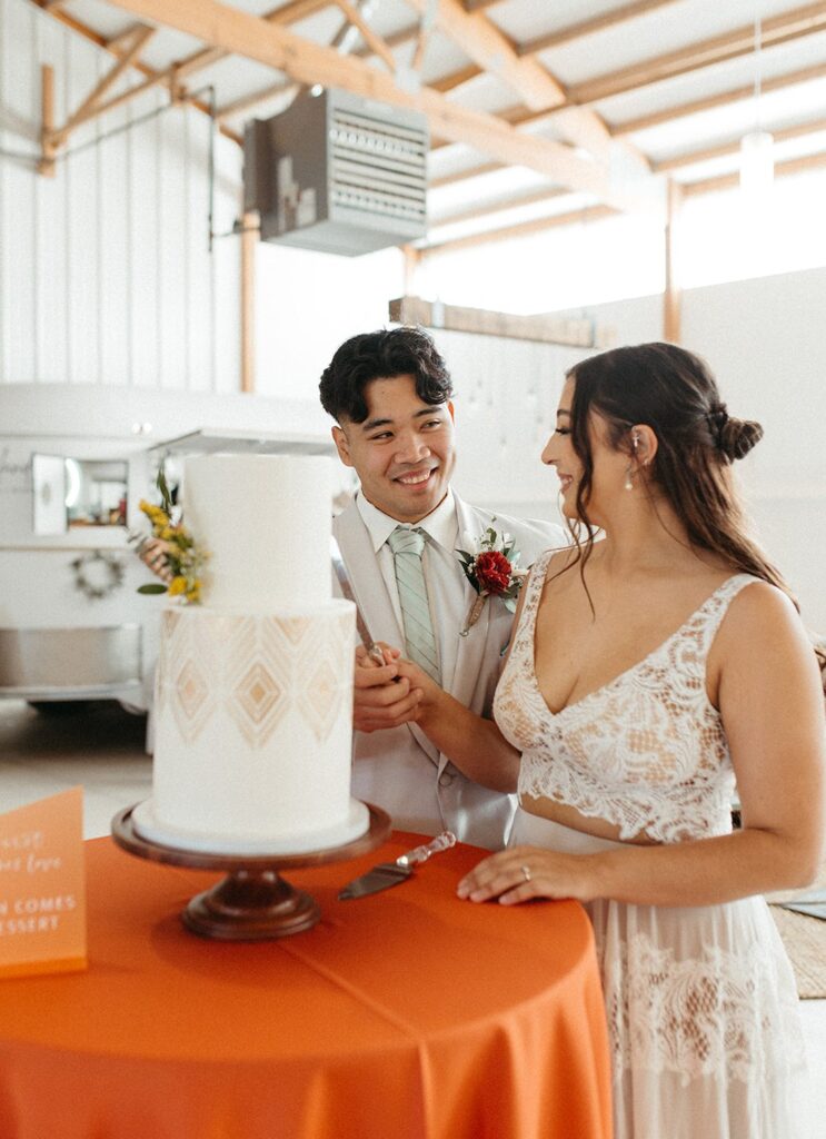 minimal boho wedding cake