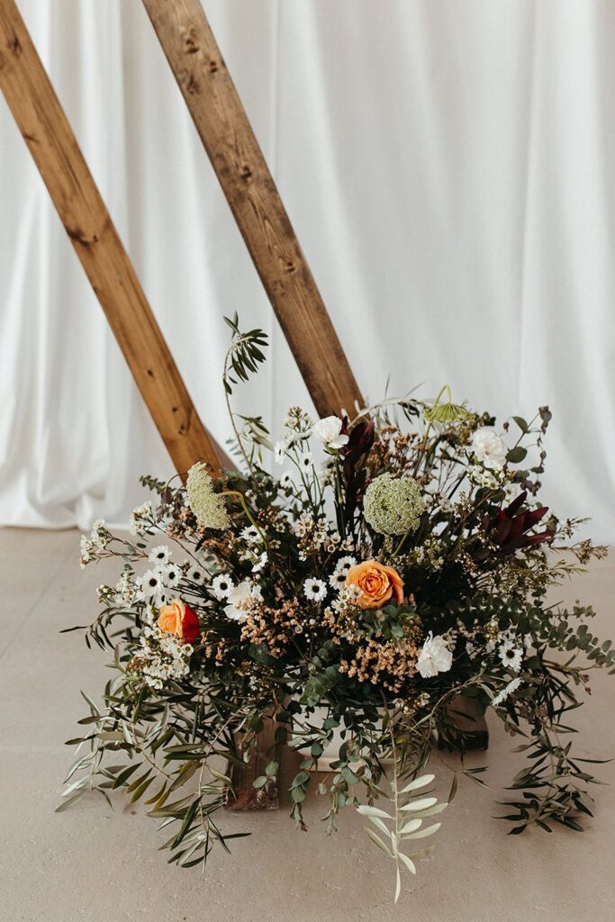 boho wedding ceremony florals