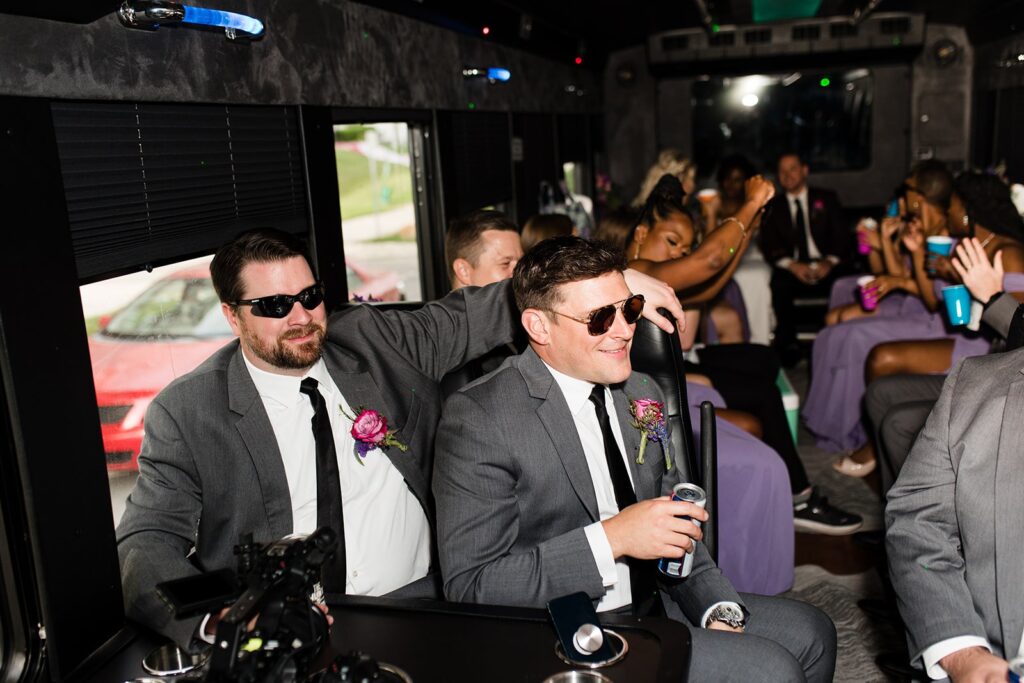 groomsmen on their way to reception at 28 Event Space Kansas City Room