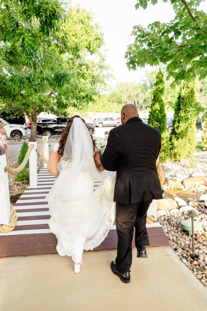 outdoor wedding ceremony at pavilion event space