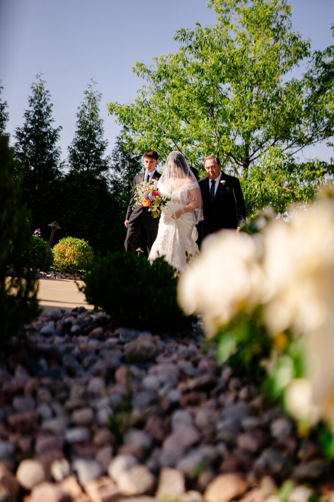 outdoor wedding ceremony at pavilion event space