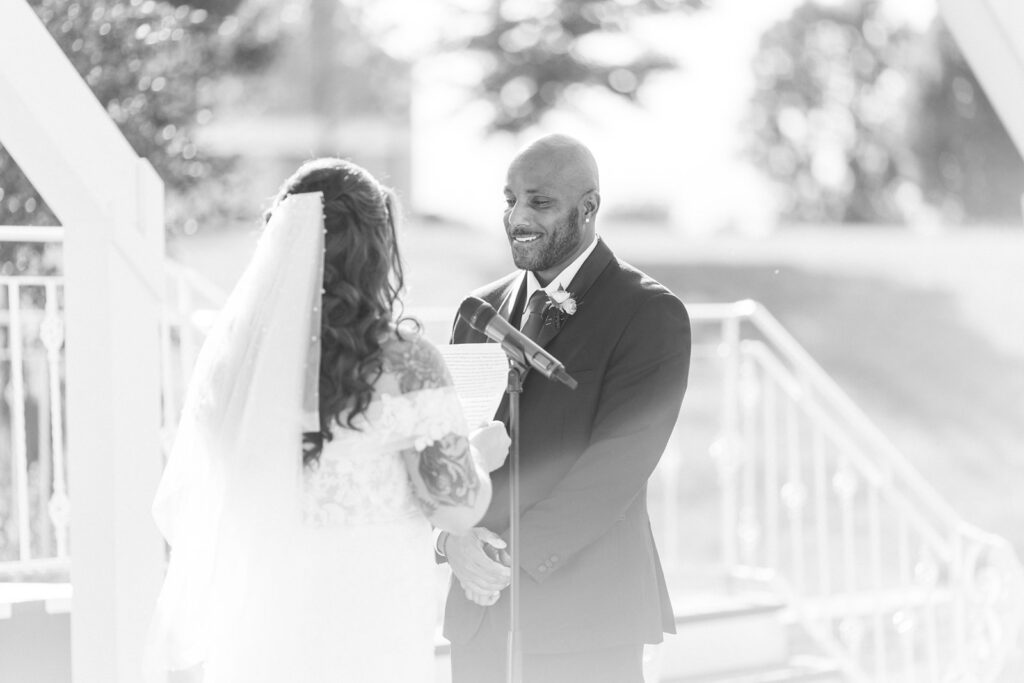 outdoor wedding ceremony at pavilion event space