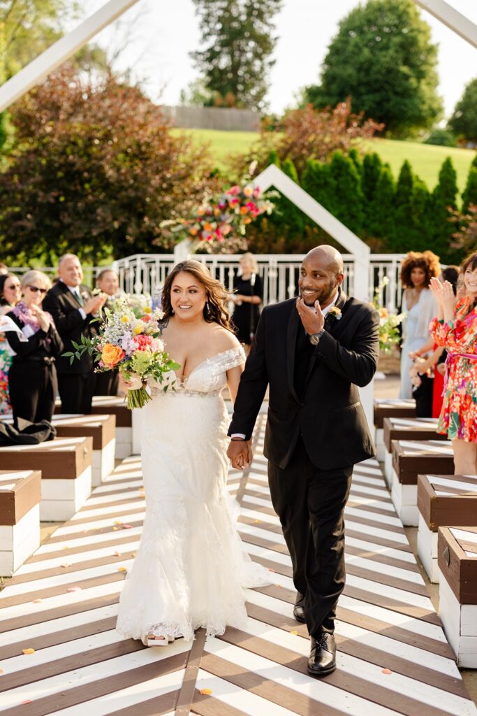 outdoor wedding ceremony at pavilion event space