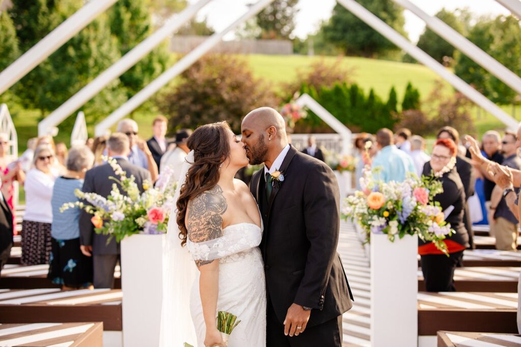 outdoor wedding ceremony at pavilion event space