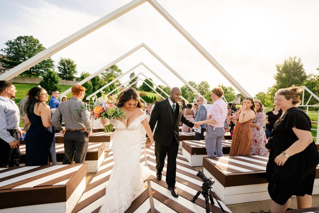 outdoor wedding ceremony at pavilion event space