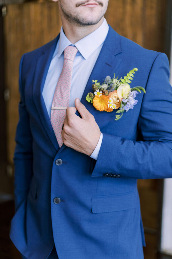 colorful pocket boutonniere