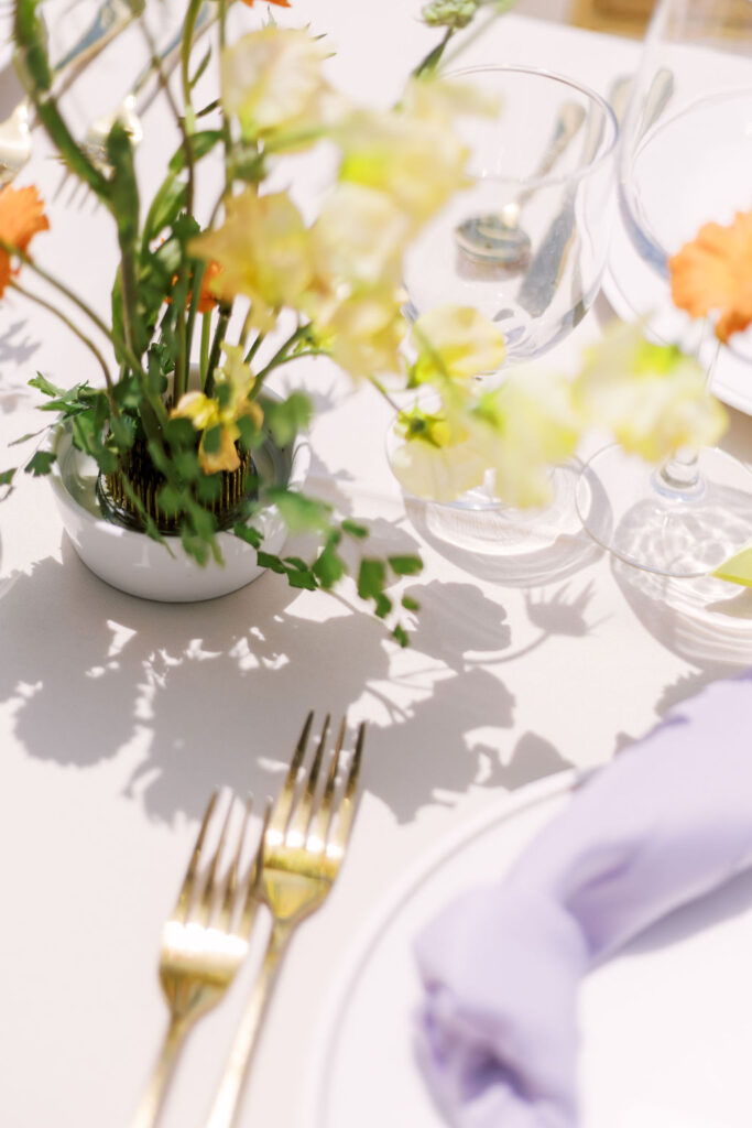 wedding reception table setup at Oakwood Country Club