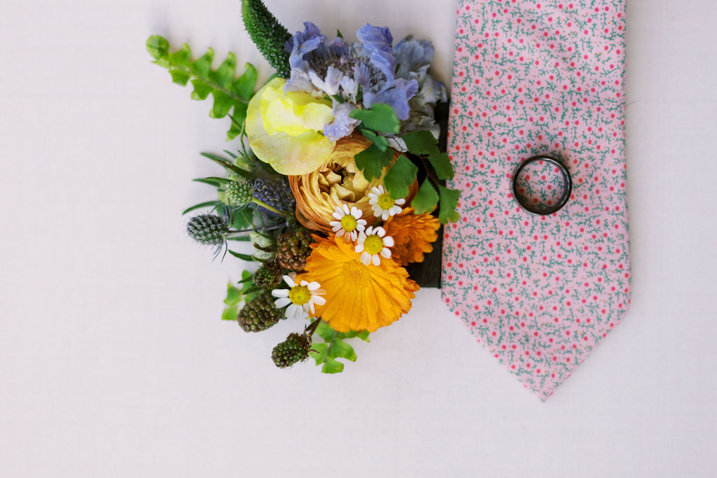 colorful pocket boutonniere