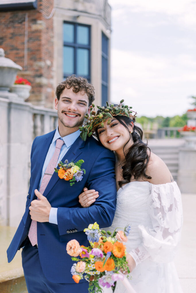 couple outside at Oakwood Country Club wedding