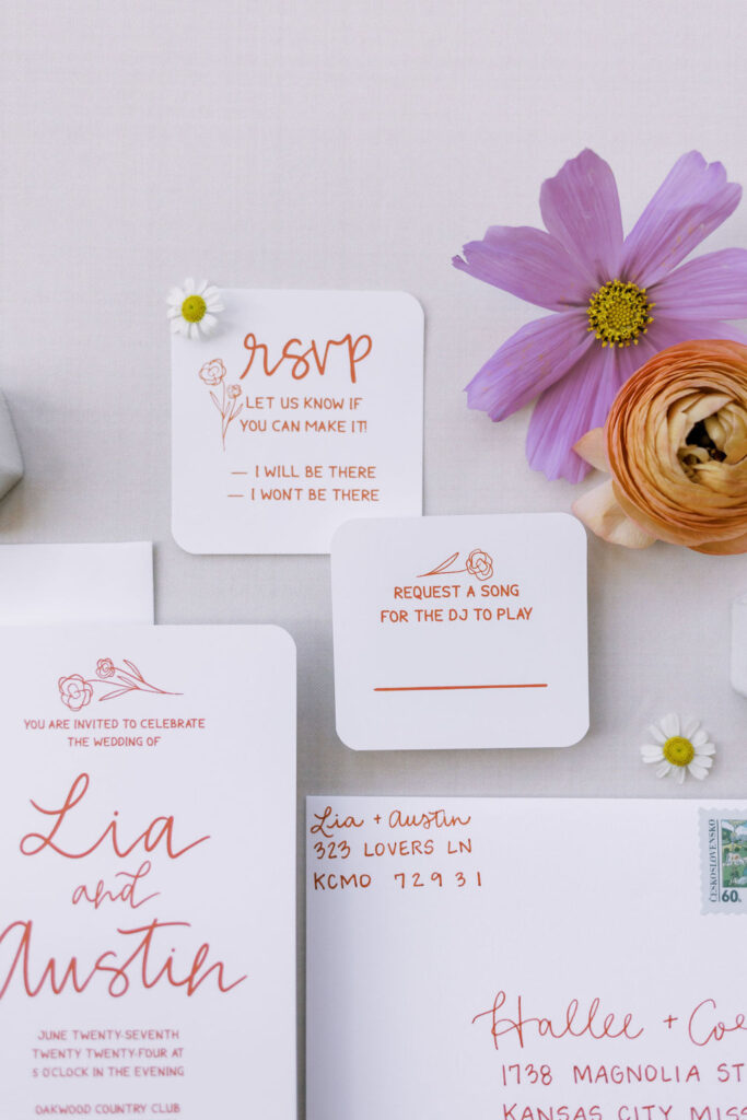 colorful, summery wedding invitation suite