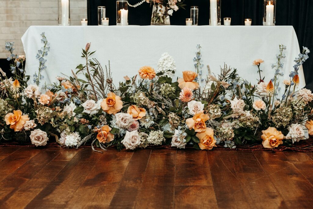 sweetheart table at Crossroads Hotel wedding reception