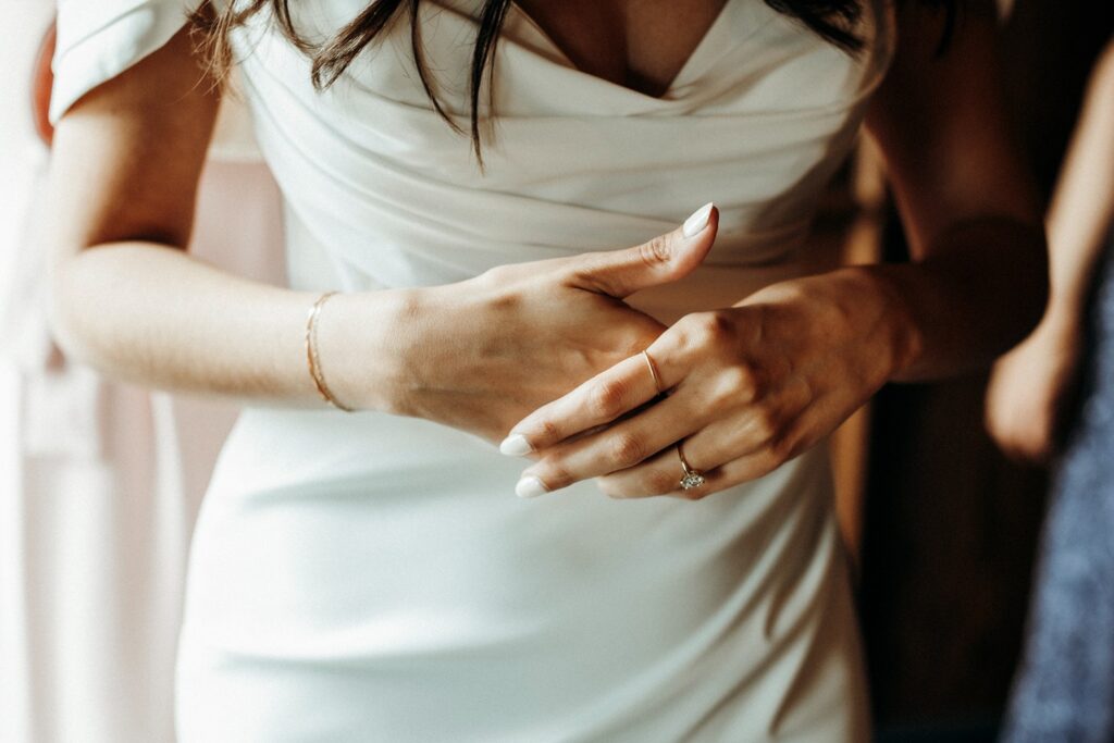 bridal portraits in Crossroads Hotel suite