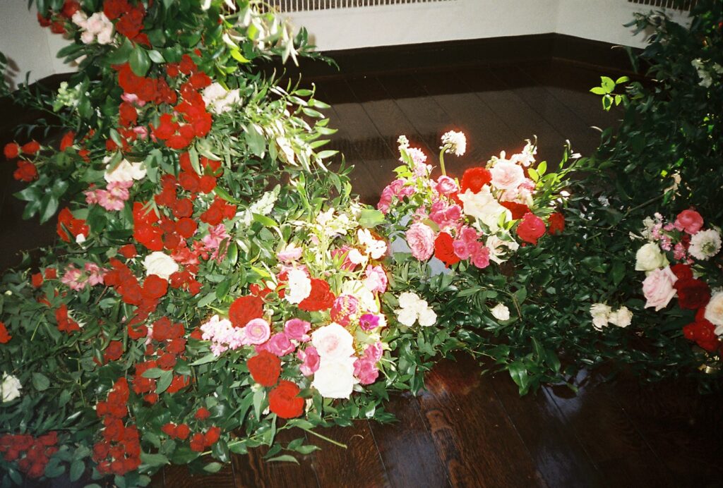 pink and red floral arrangement