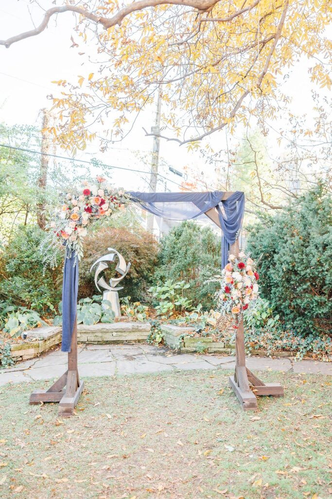 backyard wedding ceremony at The Simpson House