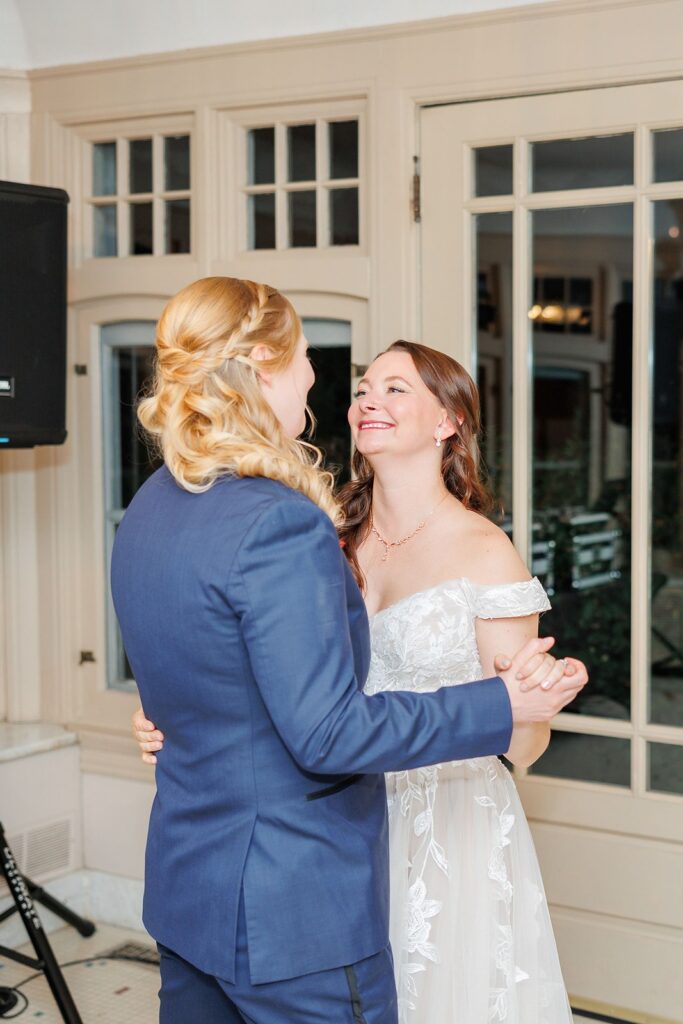 brides dancing at wedding reception at The Simpson House