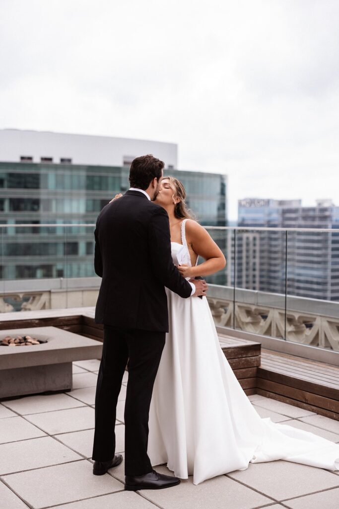 wedding portraits on Hotel KC rooftop