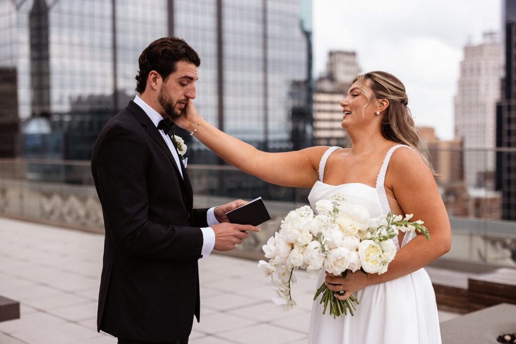wedding portraits on Hotel KC rooftop