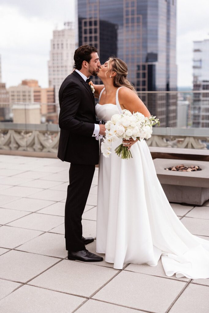 wedding portraits on Hotel KC rooftop