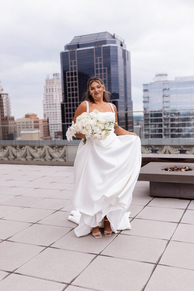 bridal portraits on Hotel KC rooftop