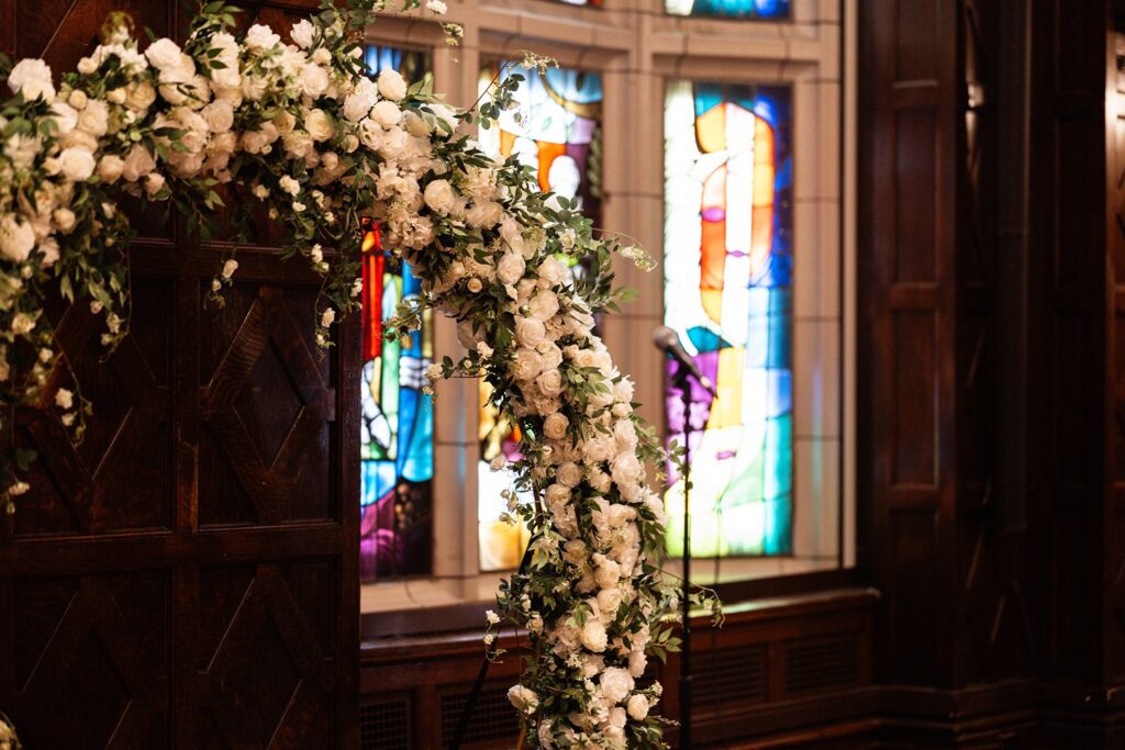black & white Tudor Ballroom wedding ceremony- Hotel KC