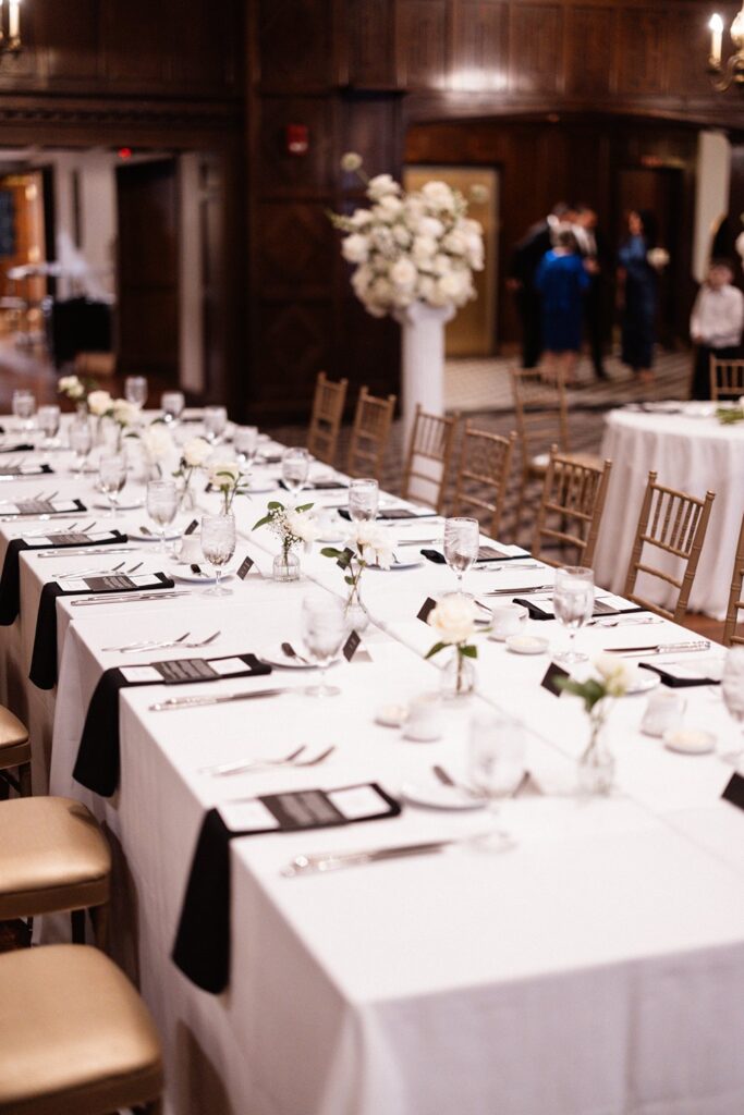 black & white reception at Hotel KC- Tudor Ballroom