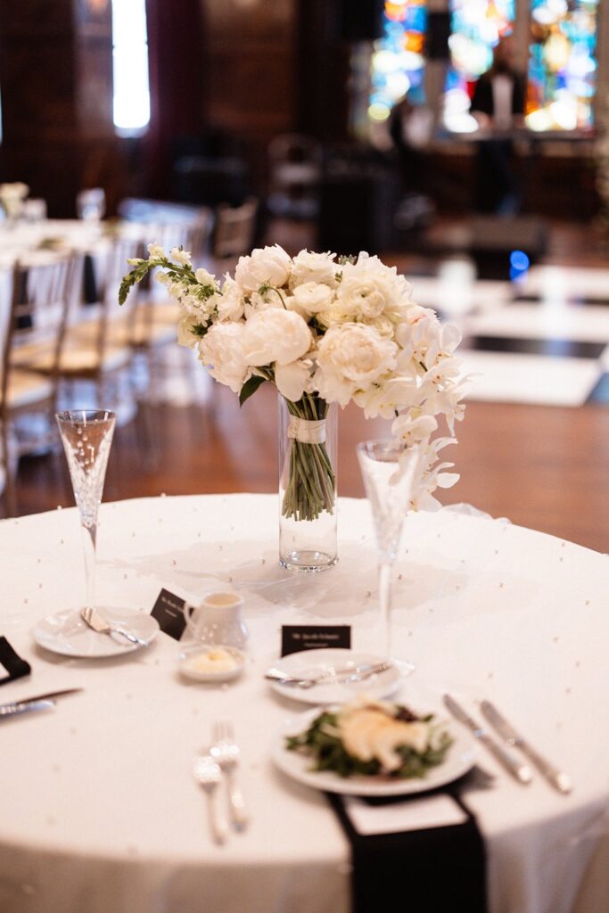 black & white reception at Hotel KC- Tudor Ballroom
