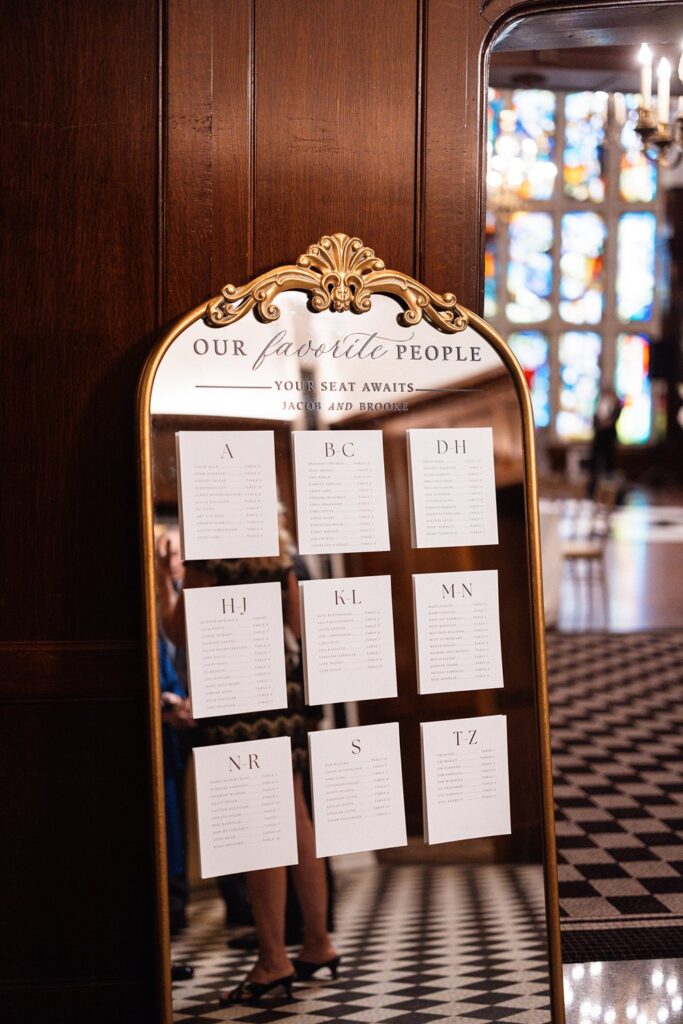 Hotel KC Tudor ballroom wedding seating chart