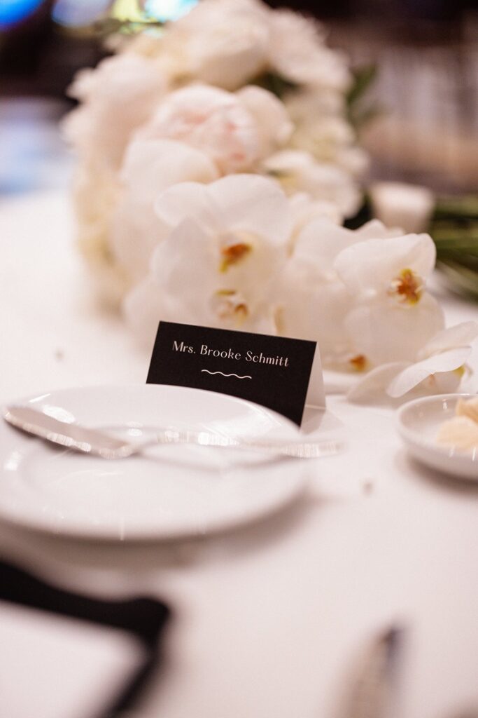 black & white reception at Hotel KC- Tudor Ballroom