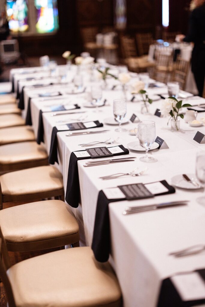 black & white reception at Hotel KC- Tudor Ballroom
