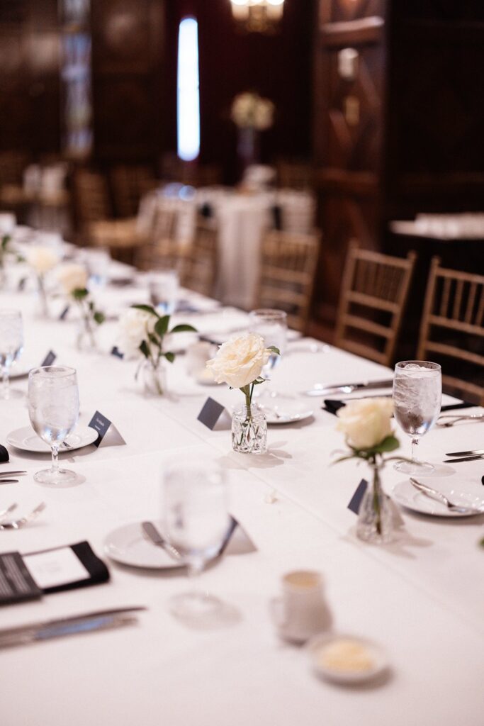 black & white reception at Hotel KC- Tudor Ballroom