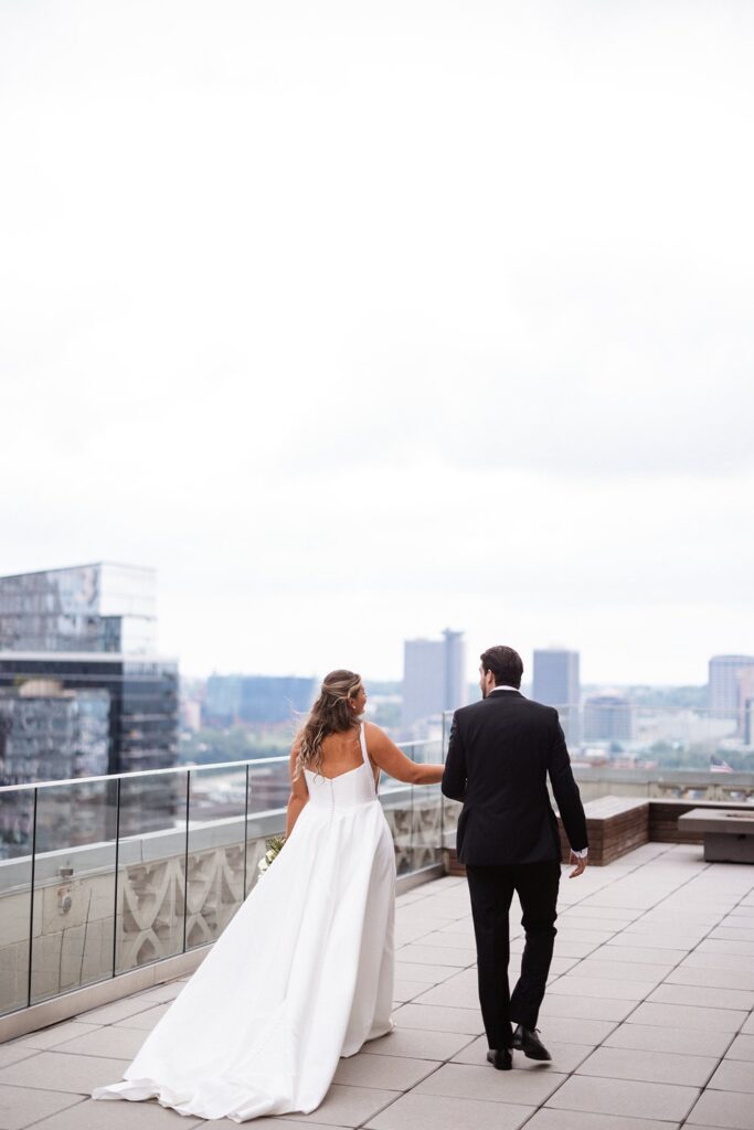 wedding portraits on Hotel KC rooftop