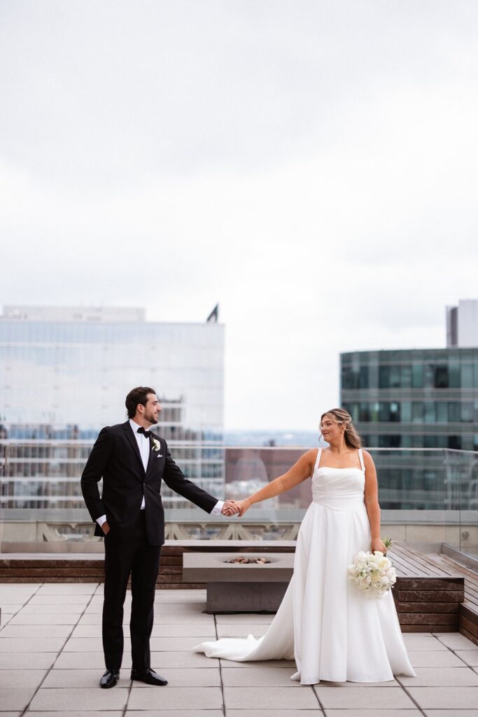 wedding portraits on Hotel KC rooftop