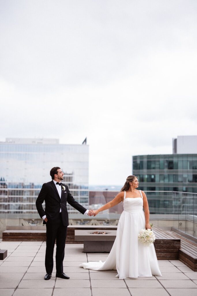 wedding portraits on Hotel KC rooftop