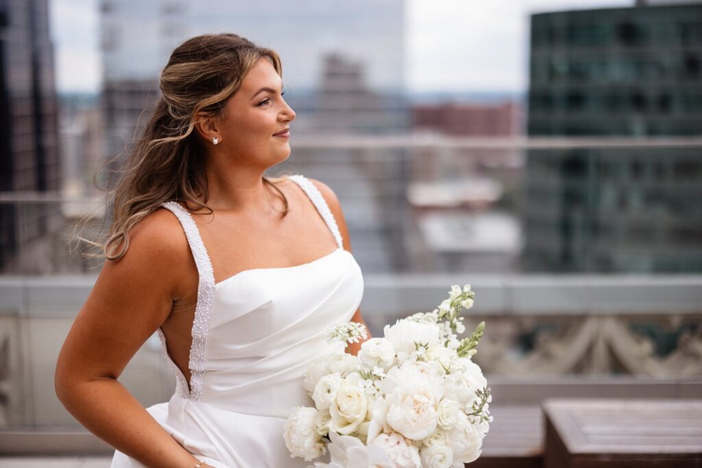 bridal portraits on Hotel KC rooftop