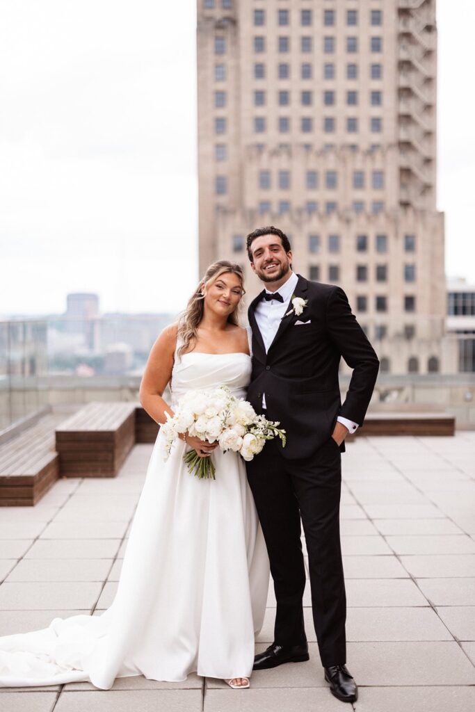 wedding portraits on Hotel KC rooftop