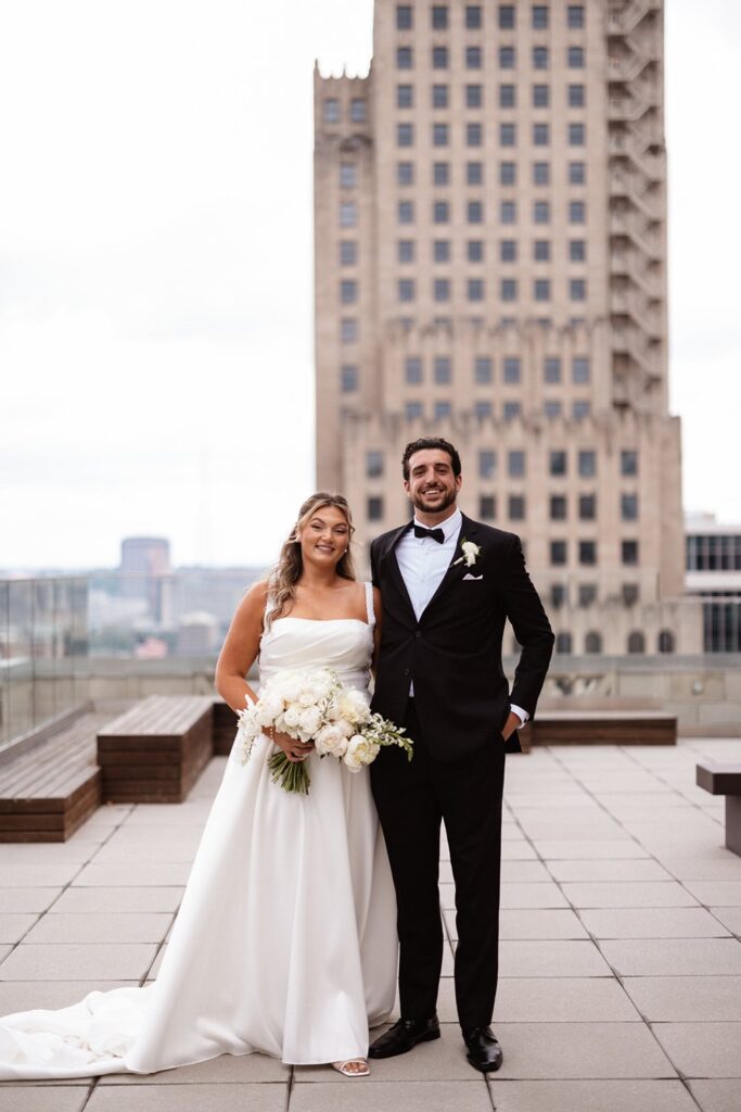 wedding portraits on Hotel KC rooftop