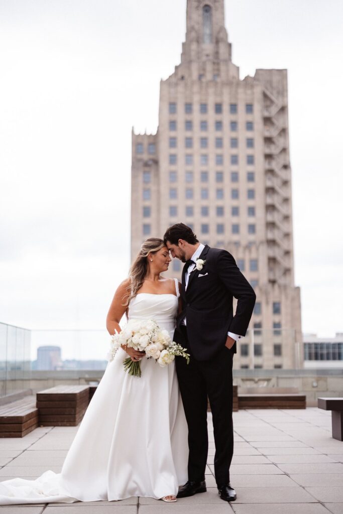 wedding portraits on Hotel KC rooftop