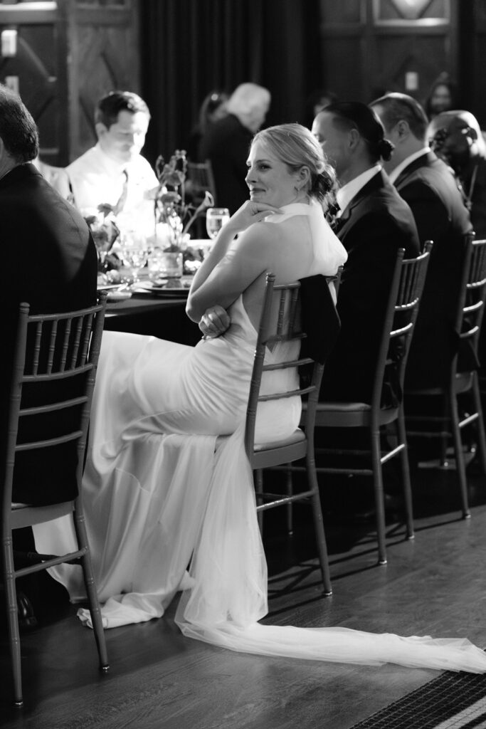 toasts and speeches in the Tudor Ballroom at Hotel Kansas City wedding