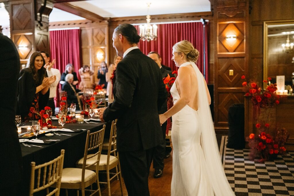 newlywed grand entrance into the Tudor Ballroom at Hotel Kansas City