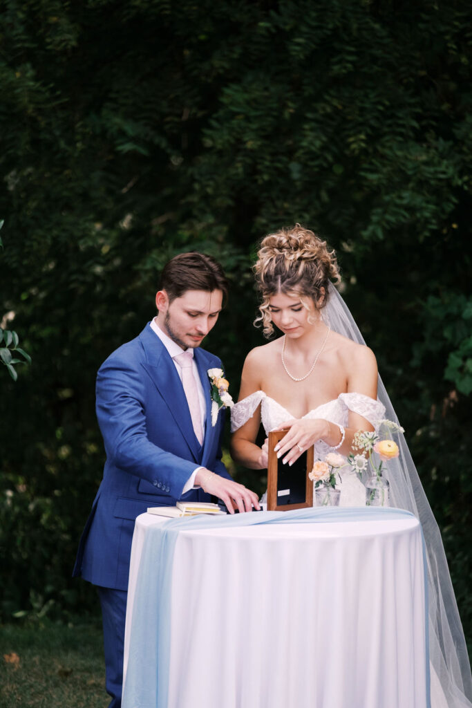countryside chalet wedding ceremony- unity ceremony